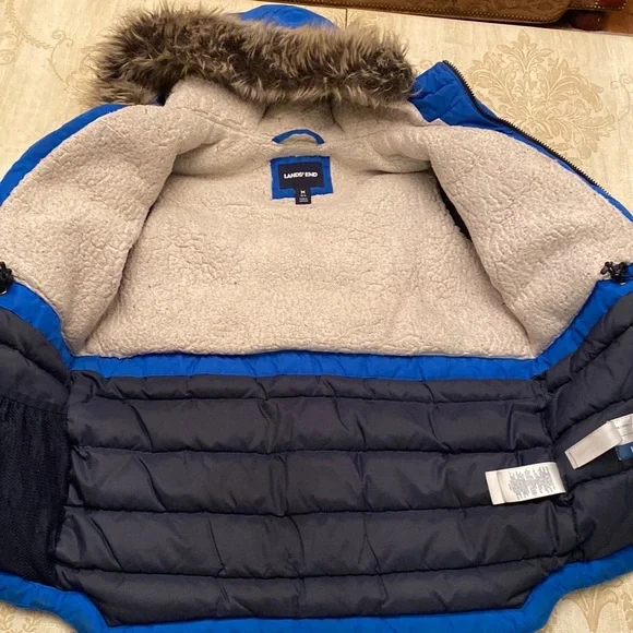 Lands’ End Kids Expedition Down Waterproof Winter Parka Royal Cobalt Blue M
